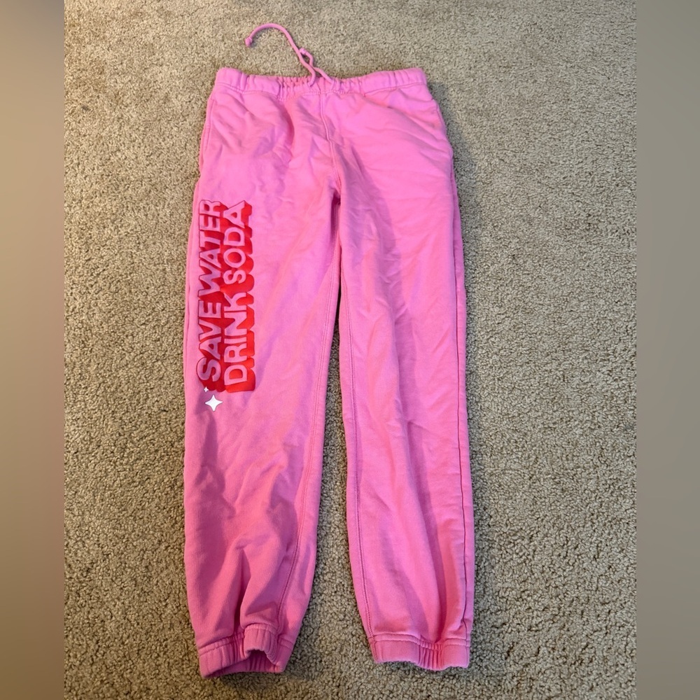 pop Bright Pink Joggers with Red Side Slogan